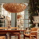 Amber Sorrento Multi-Tier Glass Chandelier, 59-Inch Wide Statement Lighting