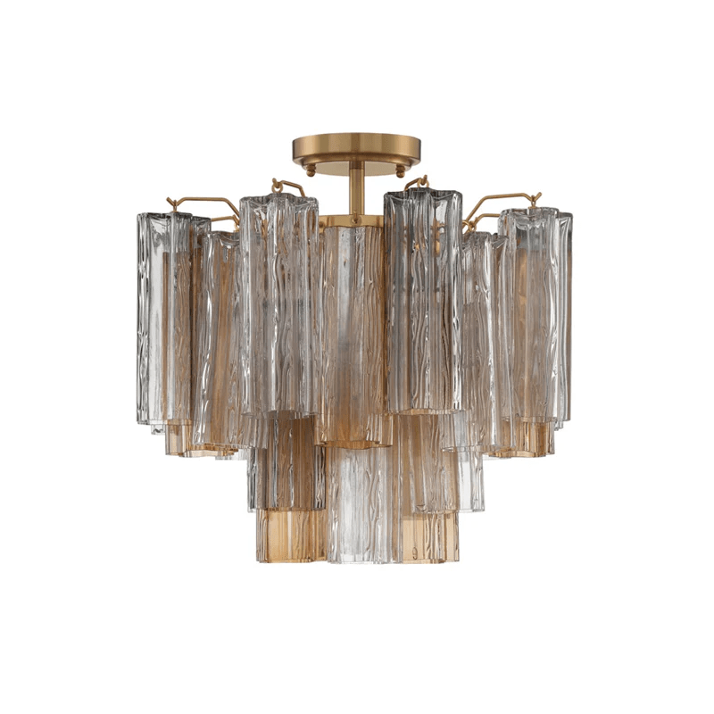Imondo Tubular Murano Glass Ceiling Lamp in Brown
