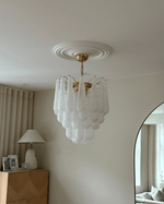 Viola Drop Chandelier – Hand-Blown Murano Glass Pendant Light in Gold Finish