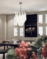 Viola Drop Chandelier – Hand-Blown Murano Glass Pendant Light in Gold Finish