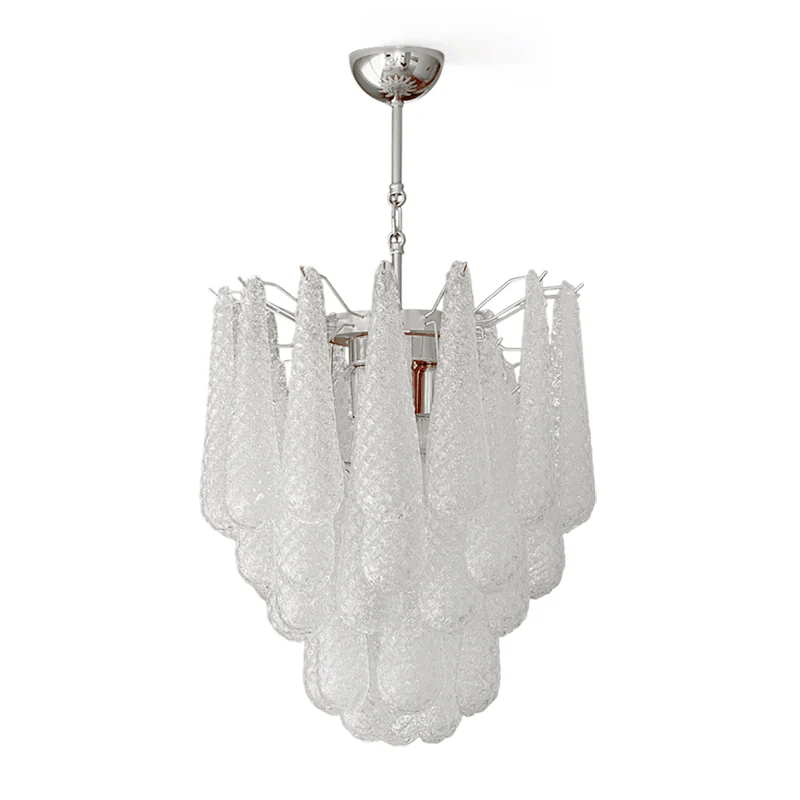 Viola Drop Chandelier – Hand-Blown Murano Glass Pendant Light in Gold Finish