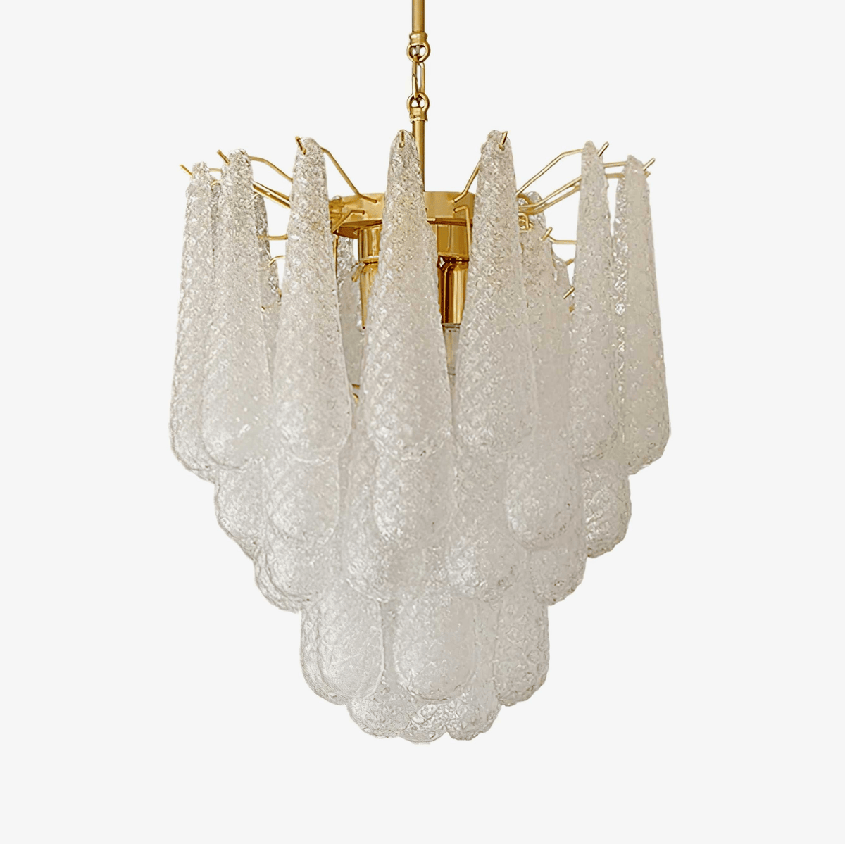 Viola Drop Chandelier – Hand-Blown Murano Glass Pendant Light in Gold Finish