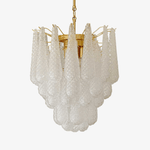 Viola Drop Chandelier – Hand-Blown Murano Glass Pendant Light in Gold Finish