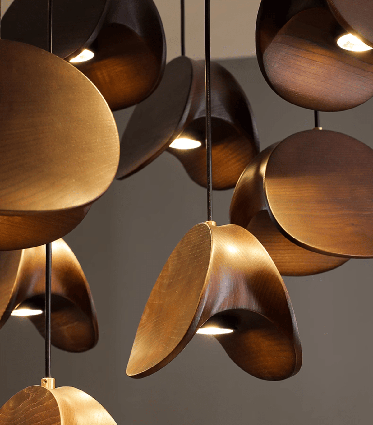 Orbit Fold Wood Pendant Light – Modern Nordic LED Hanging Lamp for Dining and Kitchen