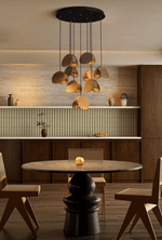 Orbit Fold Wood Pendant Light – Modern Nordic LED Hanging Lamp for Dining and Kitchen