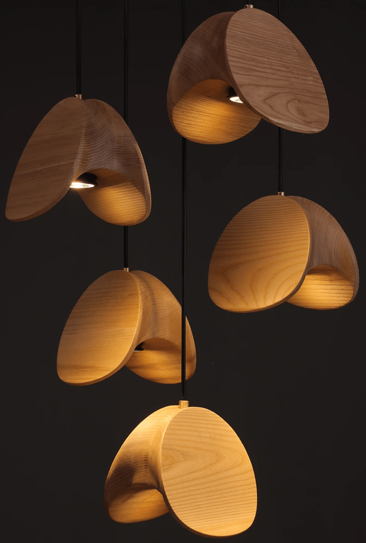 Orbit Fold Wood Pendant Light – Modern Nordic LED Hanging Lamp for Dining and Kitchen