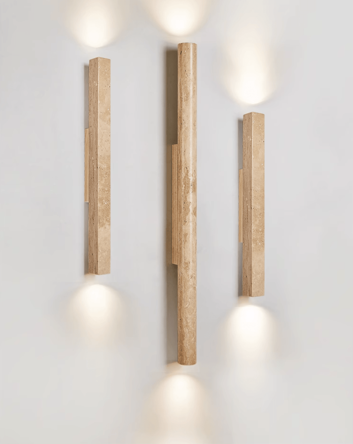 Travertine Column Wall Sconce in Yellow Travertine