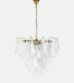 Lunara White Glass Chandelier – Modern Murano-Inspired Pendant Light for Dining Room and Living Room