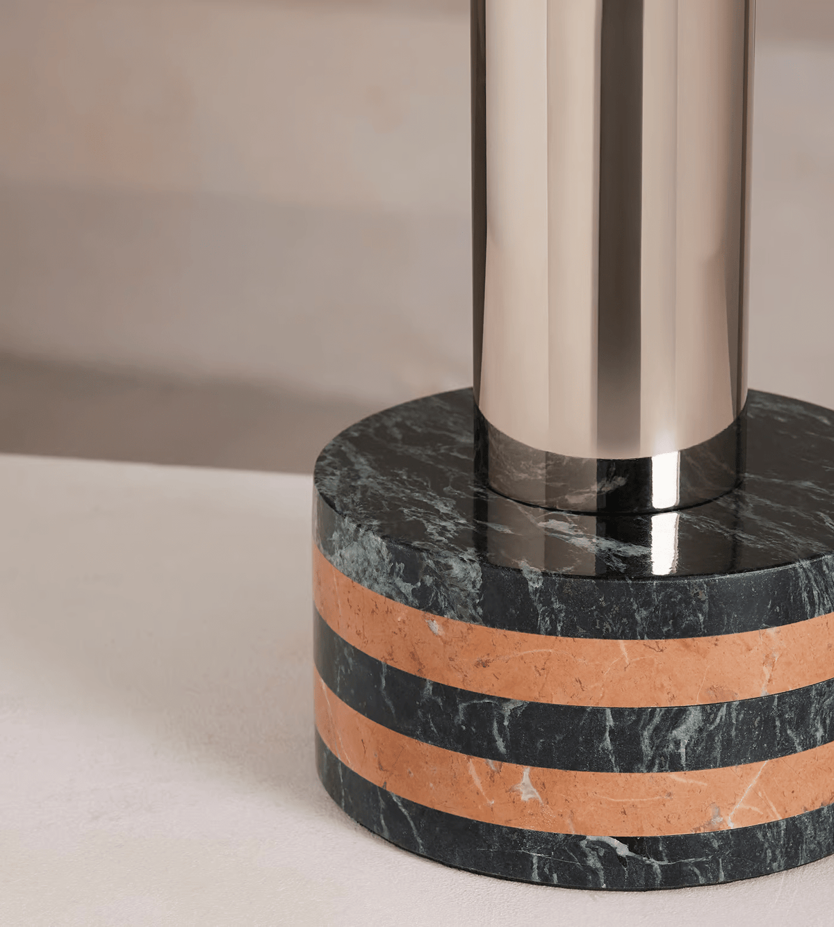 Luno Chrome Table Lamp with Green Marble Base – Modern Designer Desk Light