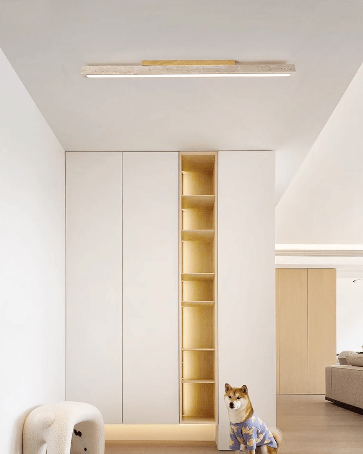 Travertine Linear Ceiling Light – Natural Stone LED Fixture for Modern Interiors
