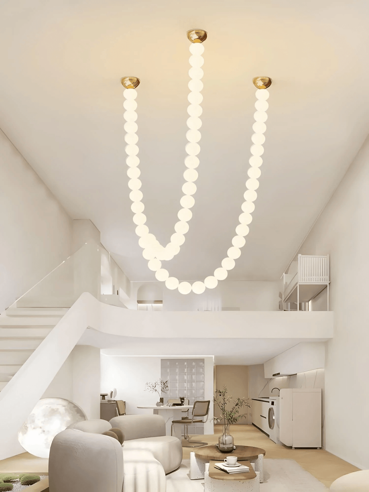 Halti Necklace Acrylic Chandelier with Gold Accents and Integrated LED