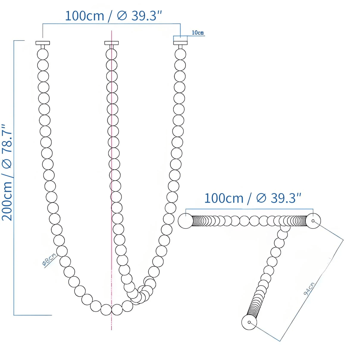 Halti Necklace Acrylic Chandelier with Gold Accents and Integrated LED