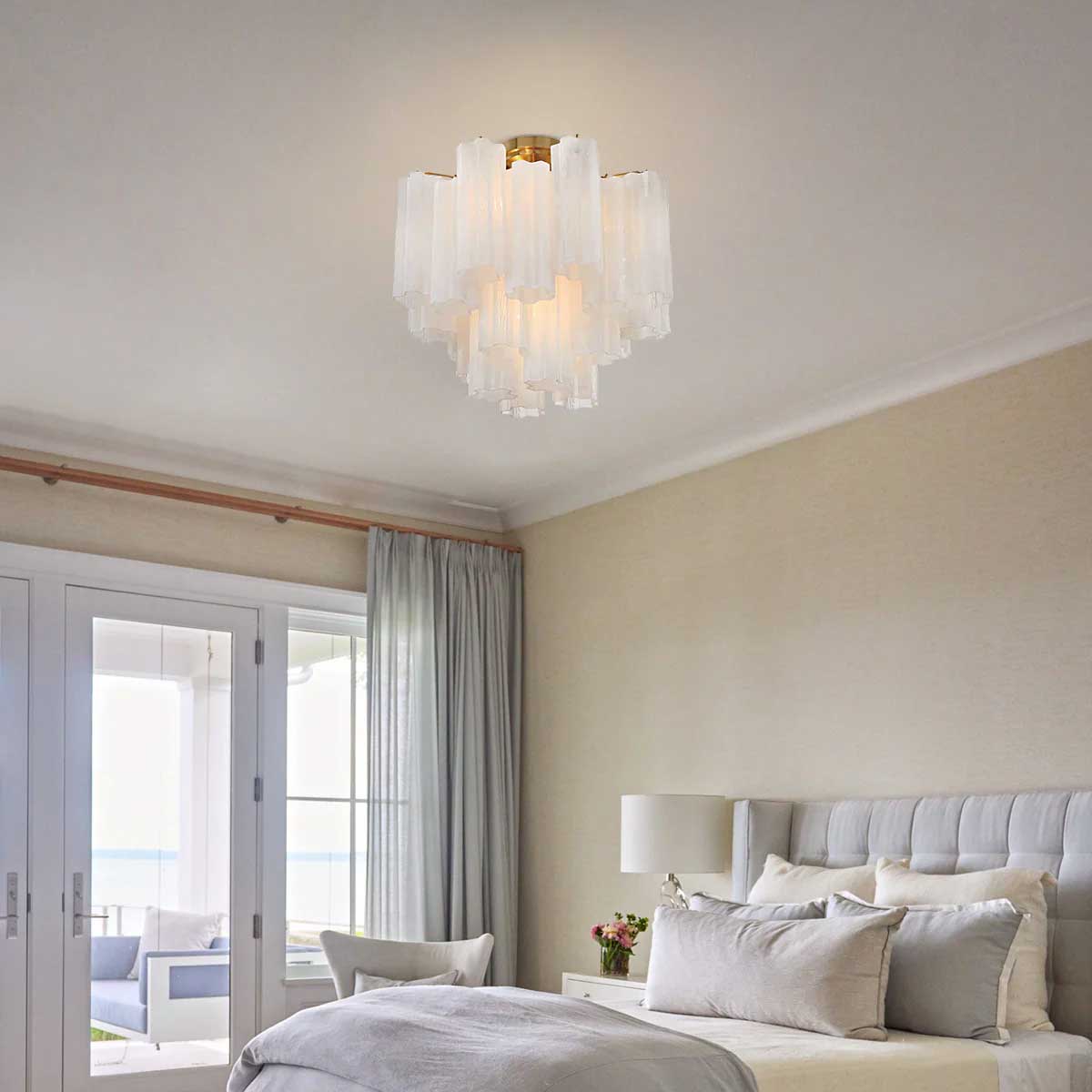 Imondo Tubular Murano Glass Ceiling Lamp in Brown