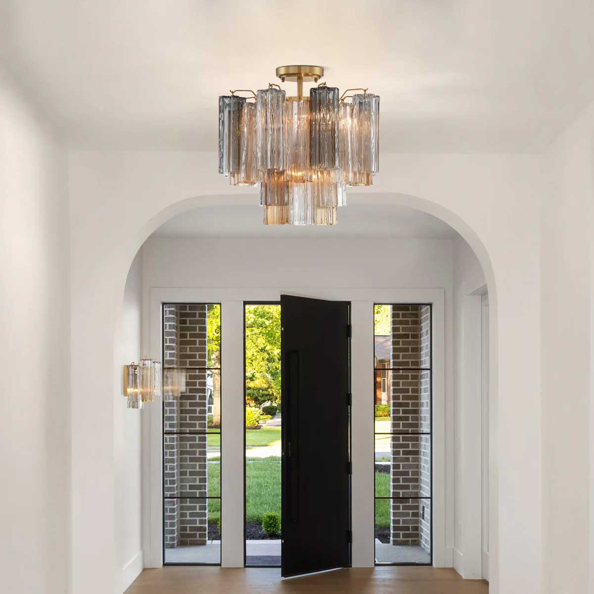Imondo Tubular Murano Glass Ceiling Lamp in Brown