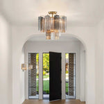 Imondo Tubular Murano Glass Ceiling Lamp in Brown