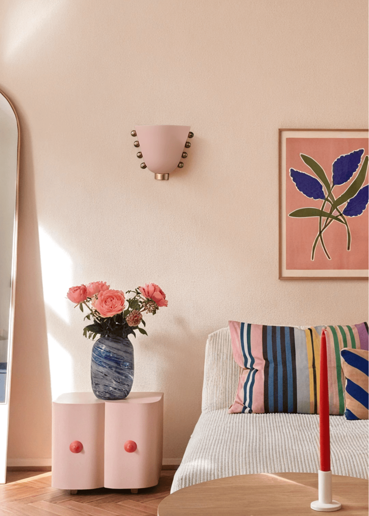 Velora Sculptural Wall Sconce in Matte Gold with Glass Shade