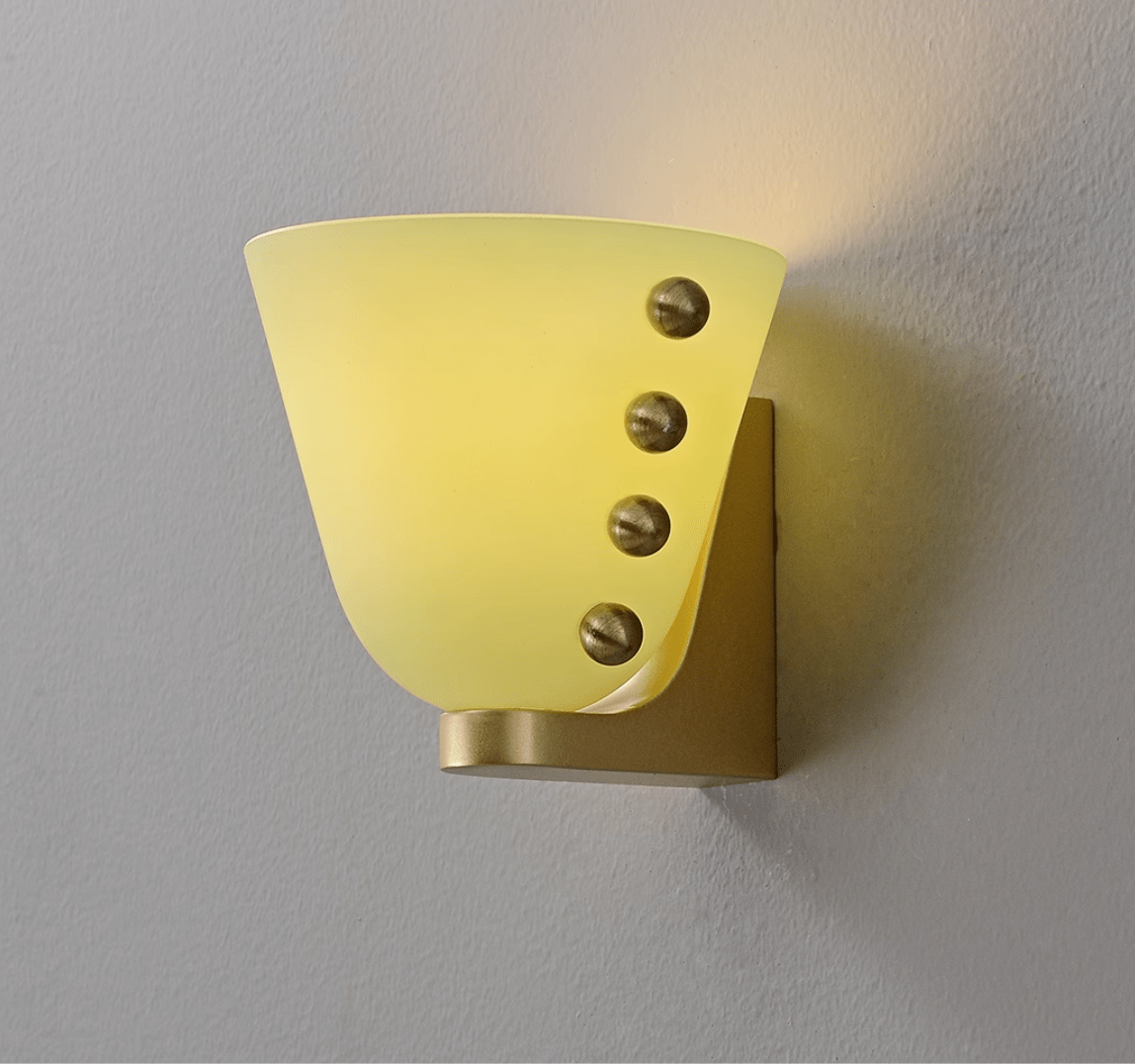 Velora Sculptural Wall Sconce in Matte Gold with Glass Shade