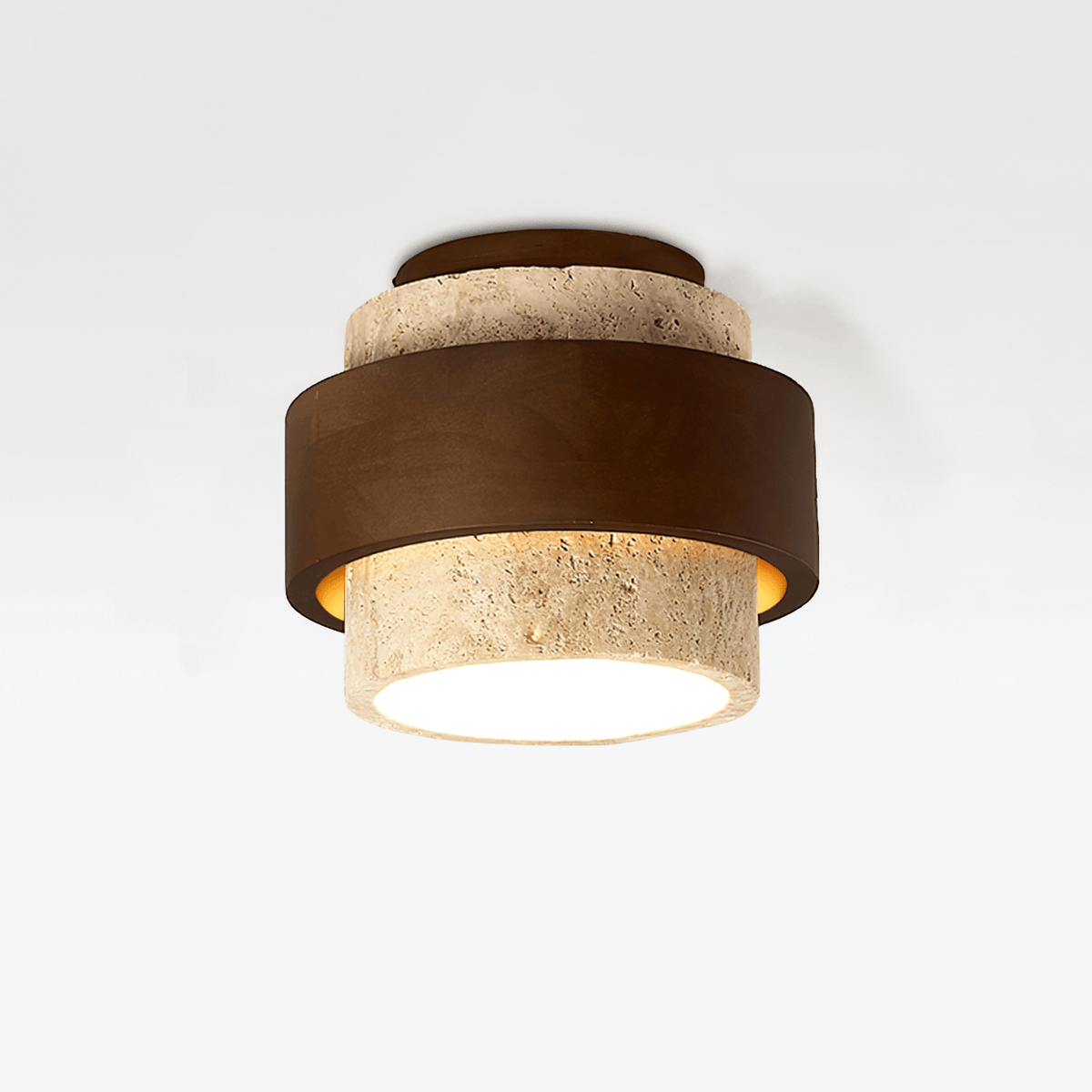 Stonova Travertine Ceiling Light in Walnut and Natural Stone