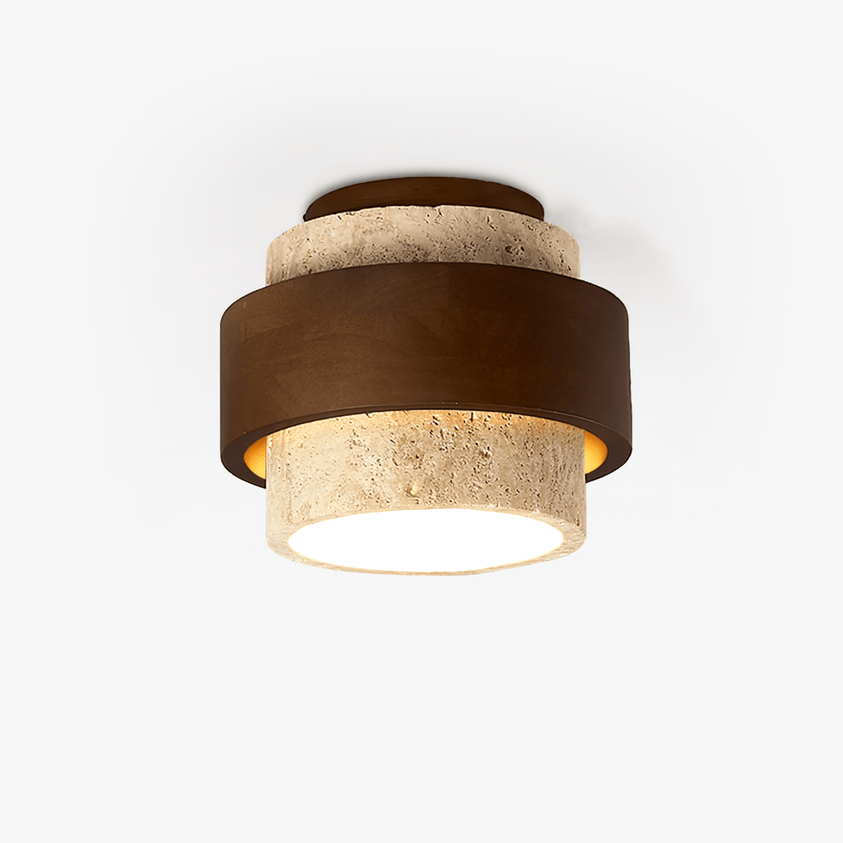 Stonova Travertine Ceiling Light in Walnut and Natural Stone