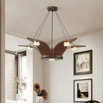 Flugi Modern Walnut Wood Chandelier with Crystal Glass and Gold Accents