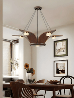 Flugi Modern Walnut Wood Chandelier with Crystal Glass and Gold Accents