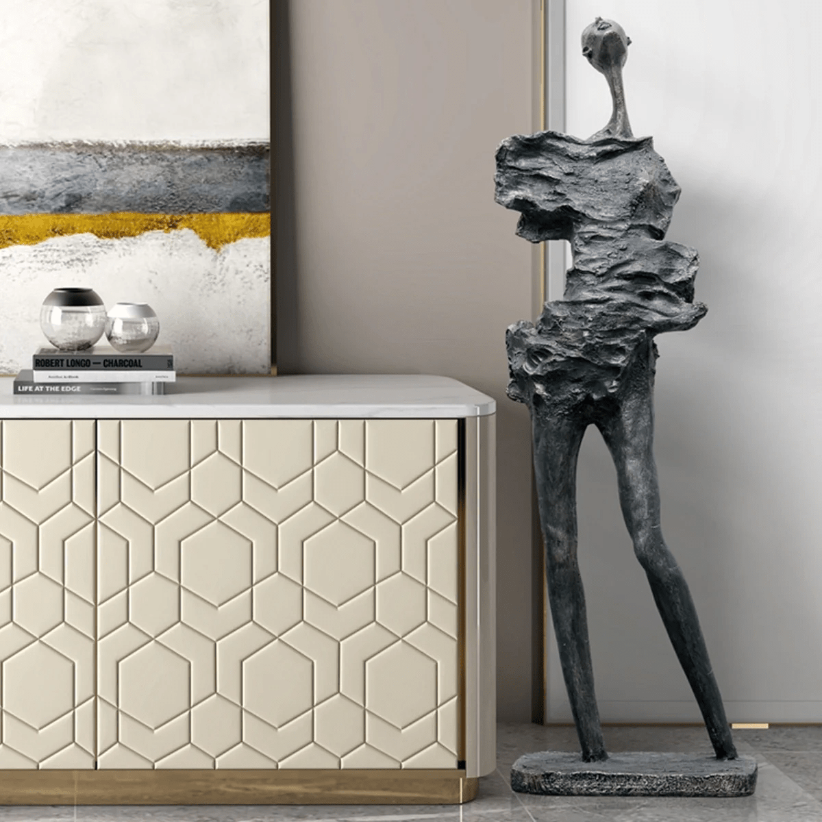 Dravik Sculptural Floor Ornament – Modern Nordic Art Piece for Refined Interiors