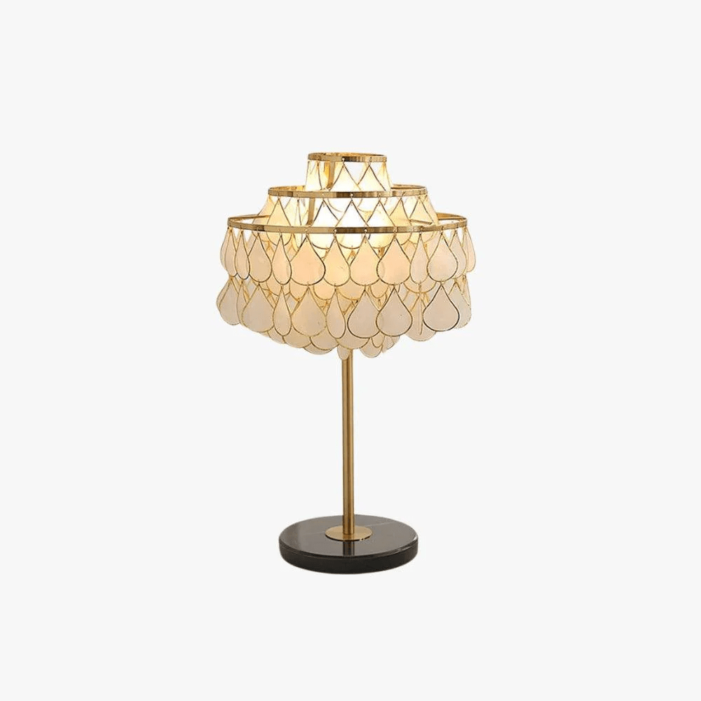Teardrops Shell Table Lamp in Gold and Black Marble