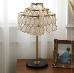 Teardrops Shell Table Lamp in Gold and Black Marble