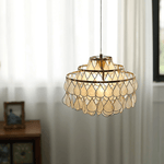 Teardrop Shell Chandelier in Gold Finish with Natural Shell Shades