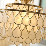 Teardrop Shell Chandelier in Gold Finish with Natural Shell Shades