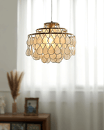 Teardrop Shell Chandelier in Gold Finish with Natural Shell Shades