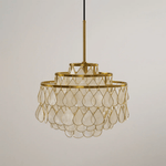Teardrop Shell Chandelier in Gold Finish with Natural Shell Shades