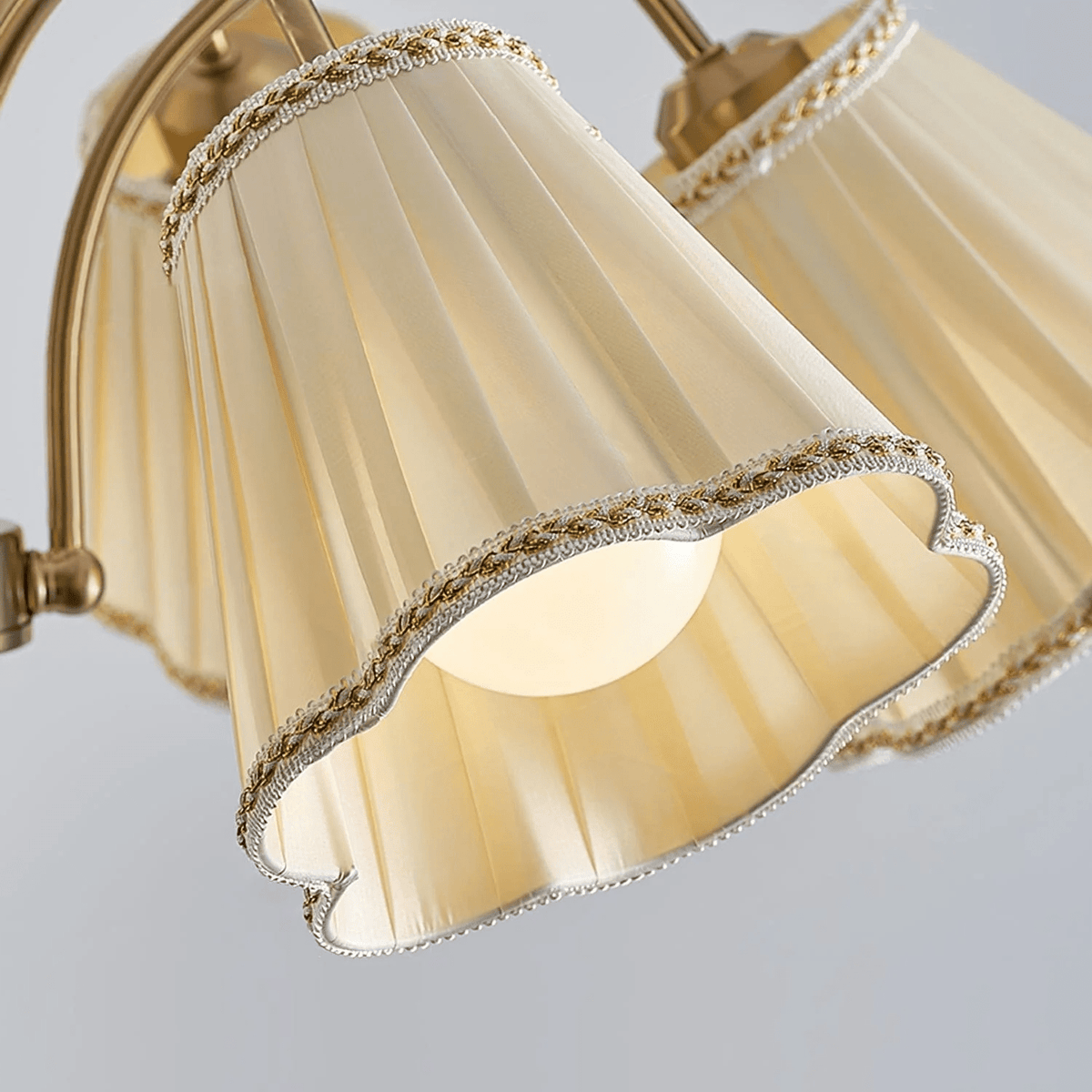 Bellora Bloom Floral Fabric Chandelier with Gold and Walnut Accents