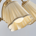 Bellora Bloom Floral Fabric Chandelier with Gold and Walnut Accents