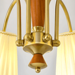 Bellora Bloom Floral Fabric Chandelier with Gold and Walnut Accents