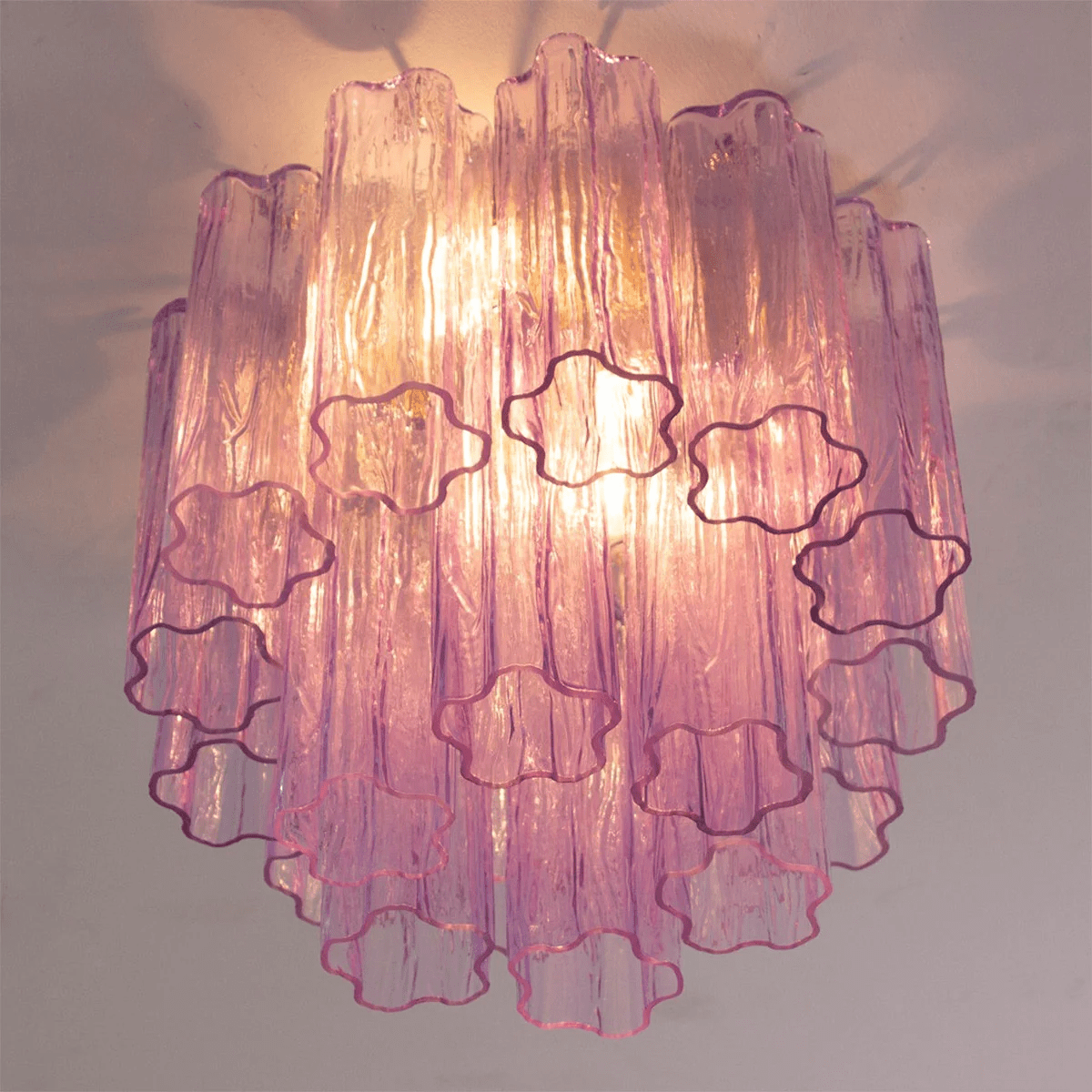 Art Glass Star Ceiling Light in Champagne Gold | Murano-Style Flush Mount