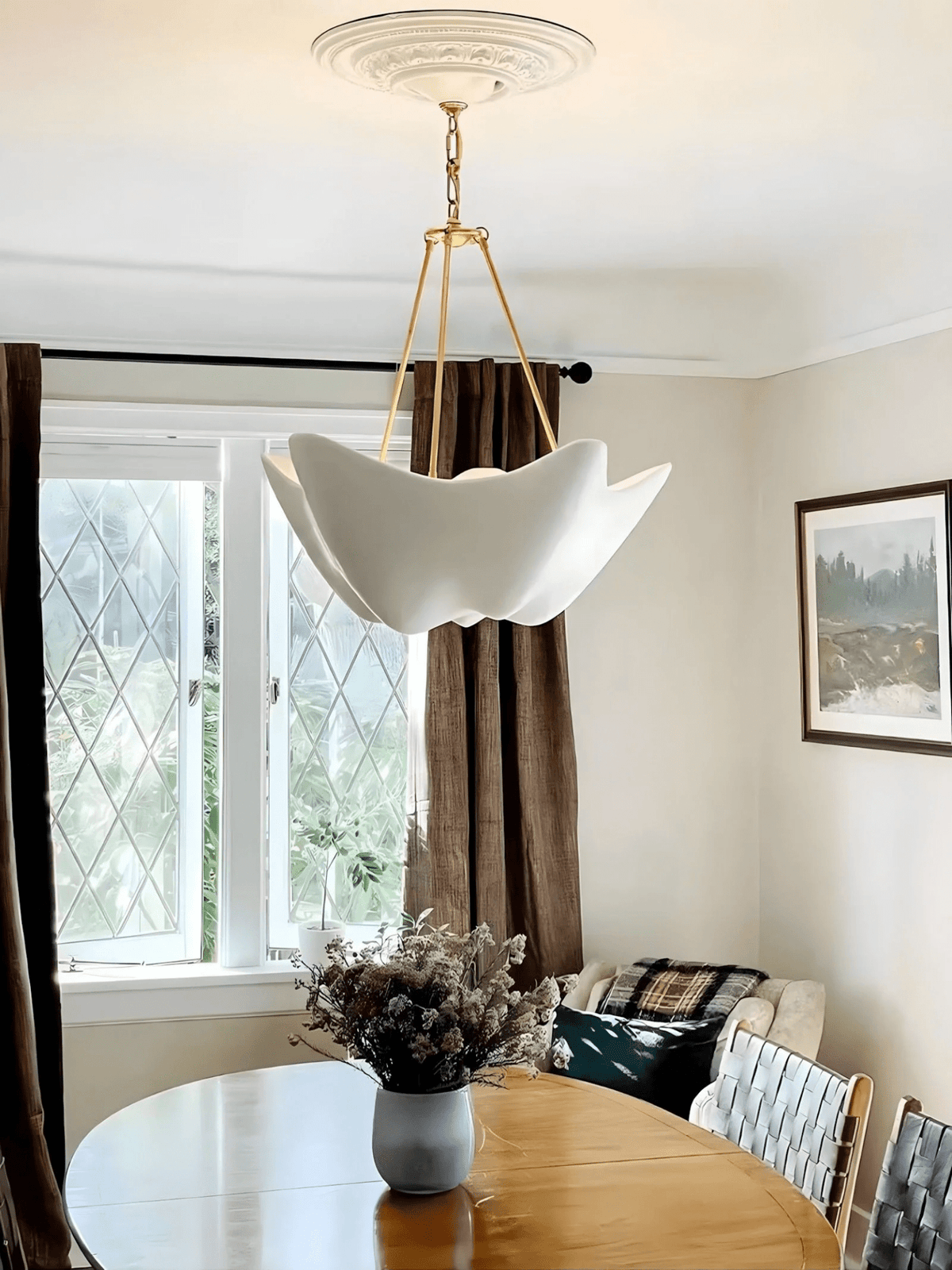 Luvonea Sculptural Plaster Chandelier with Gold Accents for Modern Interiors