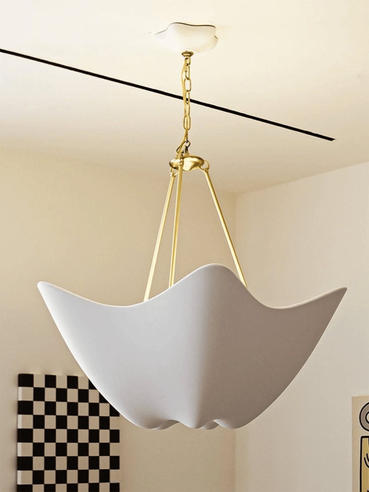 Luvonea Sculptural Plaster Chandelier with Gold Accents for Modern Interiors
