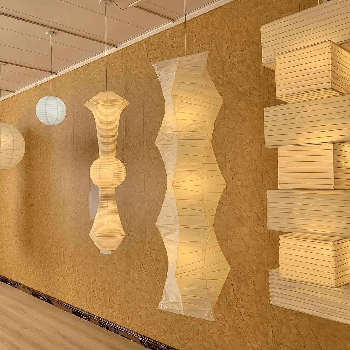 Washi Paper Swag Pendant Light – Handcrafted Japanese Lantern for Modern Interiors