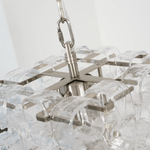 Interlocking Glass Chandelier with Amber Cups and Chrome Frame