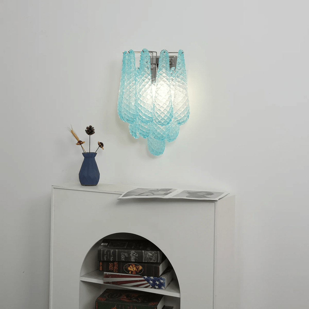 Lagoon Bloom Wall Sconce – Hand-Blown Glass Floral Wall Light for Modern Interiors