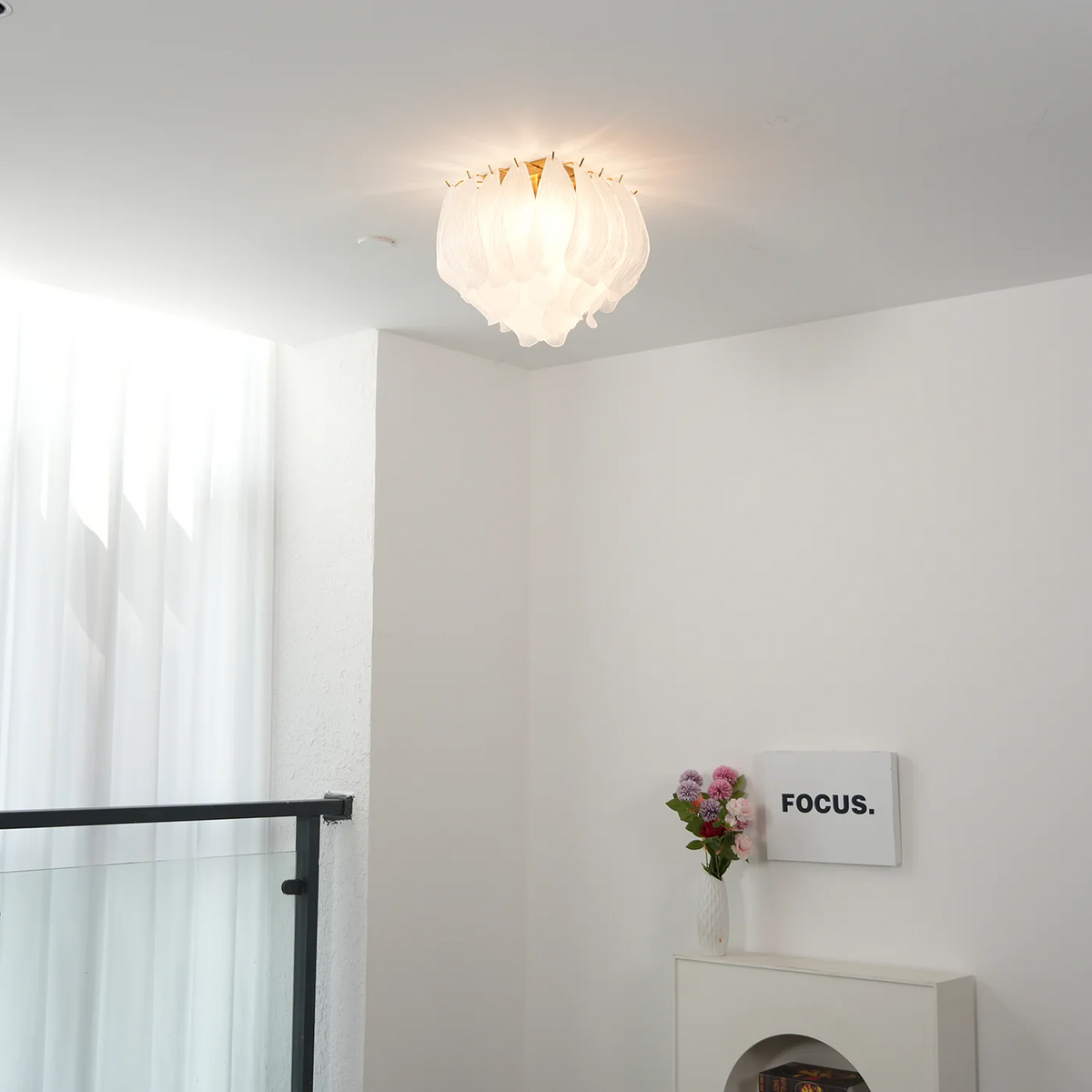 Tuliva Glass Ceiling Light – Modern Flush Mount for Living & Dining