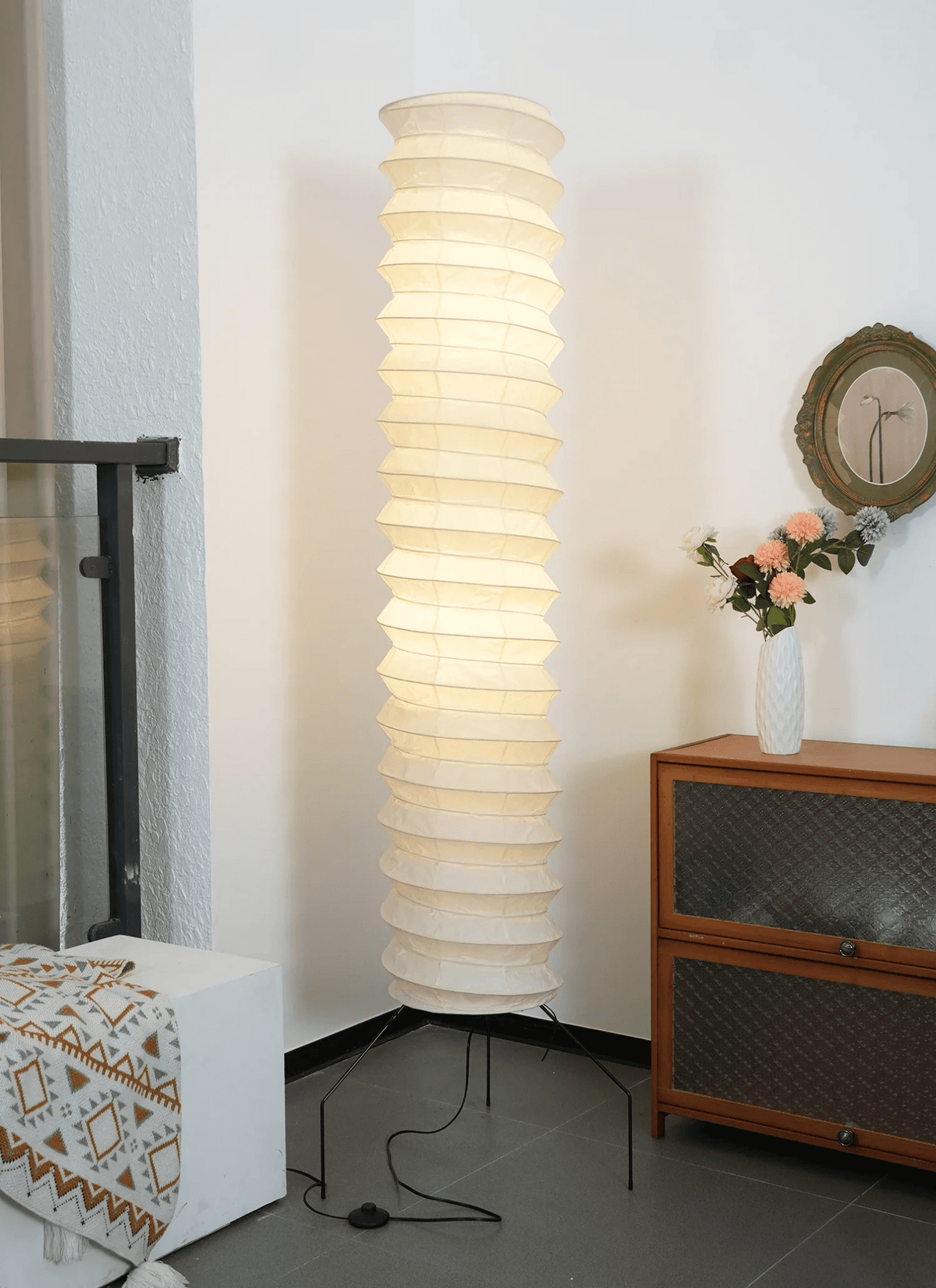 Washi Paper Floor Lamp with Warm Glow for Modern Interiors