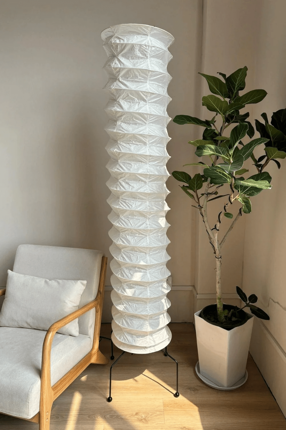 Washi Paper Floor Lamp with Warm Glow for Modern Interiors