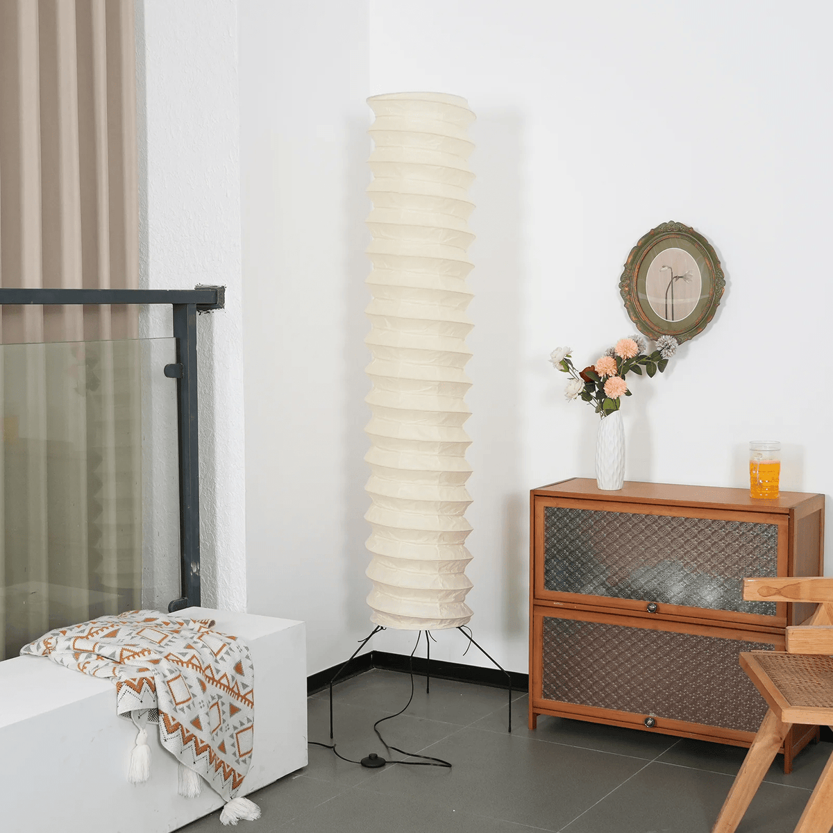 Washi Paper Floor Lamp with Warm Glow for Modern Interiors