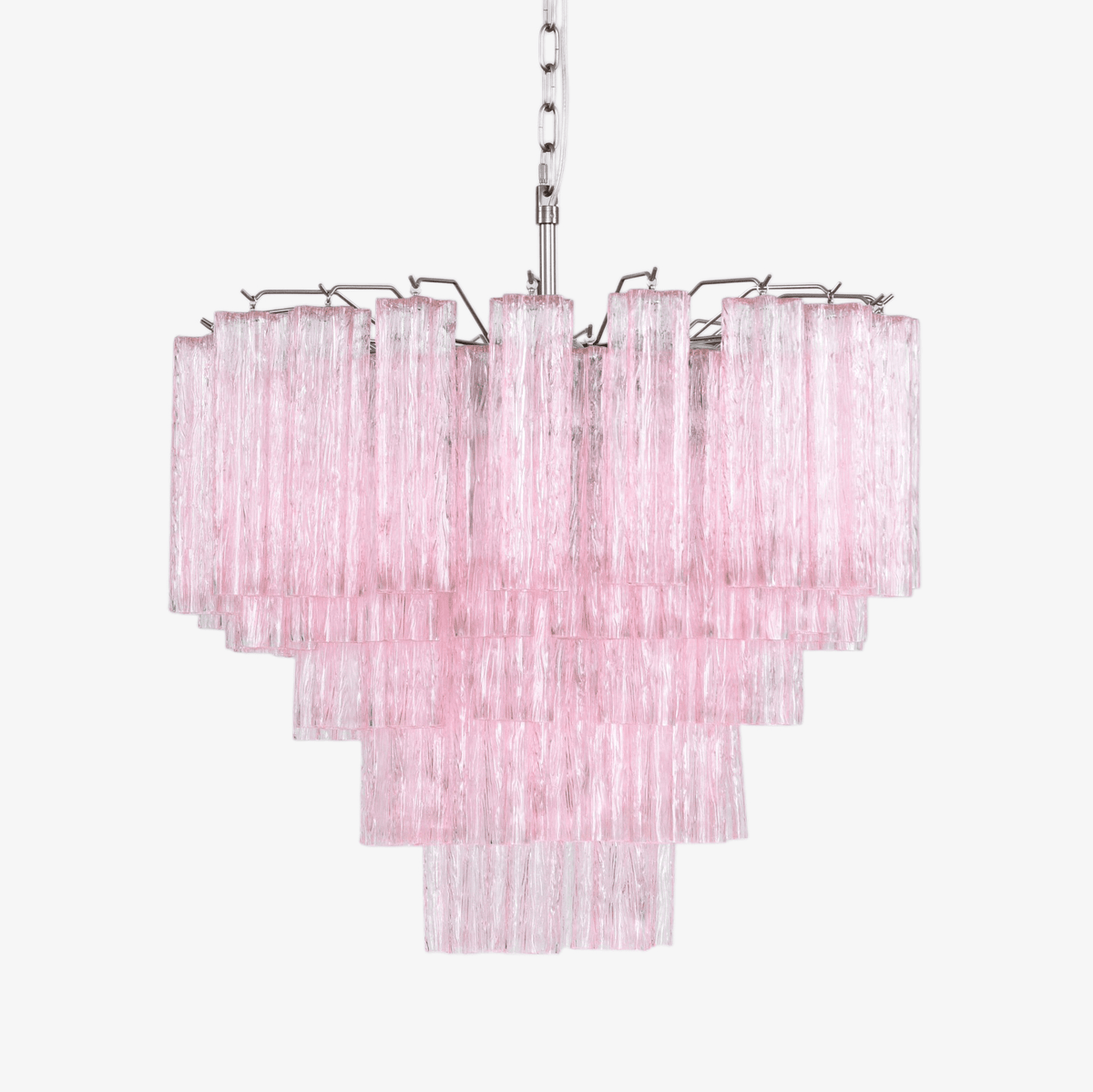 Lucente Rosa Chandelier – Handcrafted Pink Glass Multi-Tier Pendant Light
