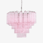 Lucente Rosa Chandelier – Handcrafted Pink Glass Multi-Tier Pendant Light