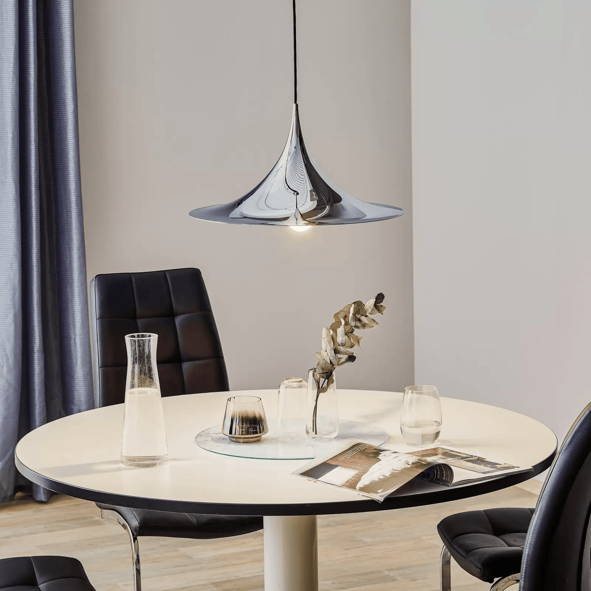 Semi Arch Pendant Light – Designer Aluminum Swag Lamp for Dining & Living Spaces