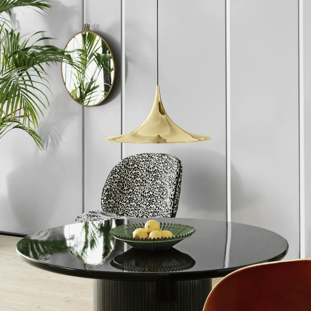 Semi Arch Pendant Light – Designer Aluminum Swag Lamp for Dining & Living Spaces