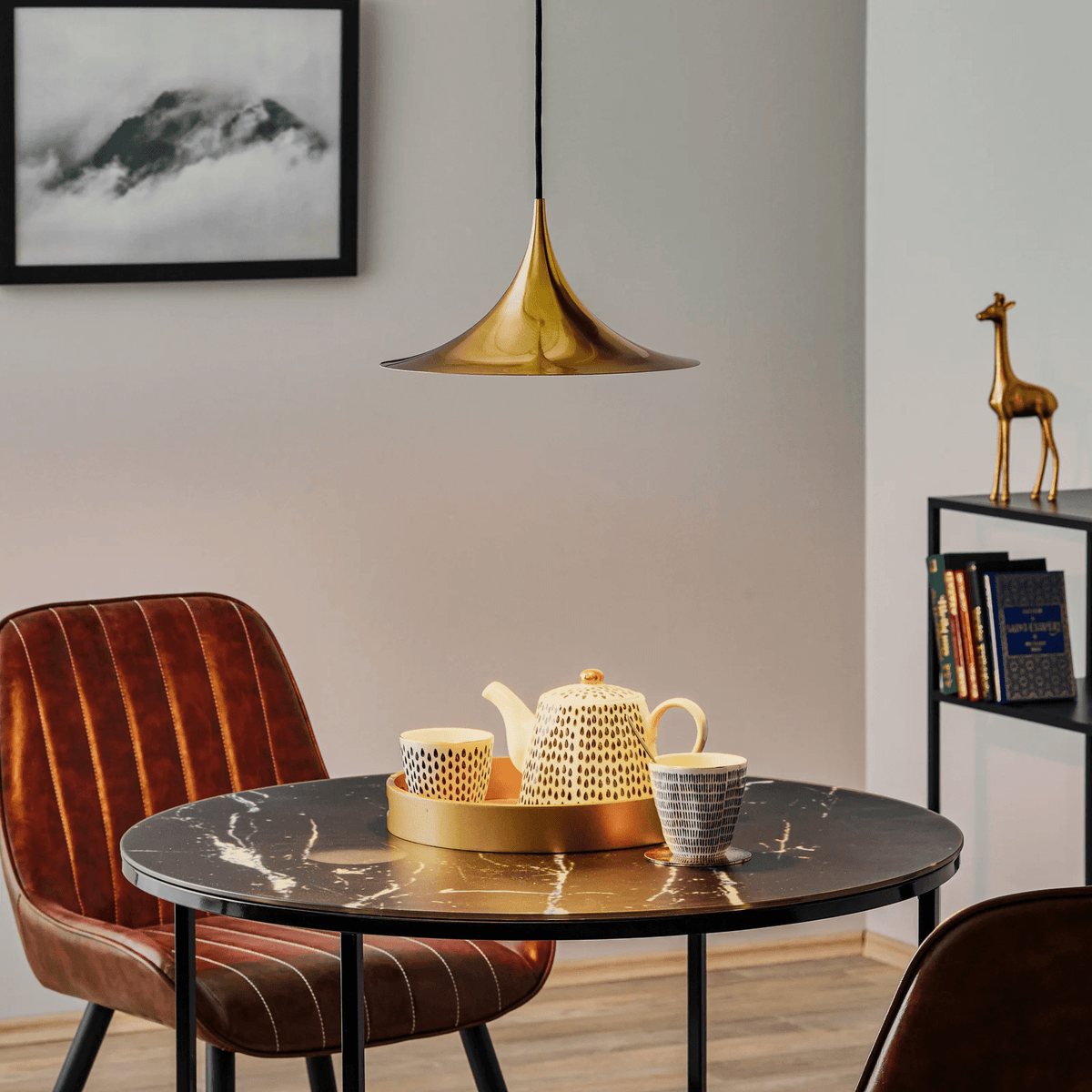 Semi Arch Pendant Light – Designer Aluminum Swag Lamp for Dining & Living Spaces
